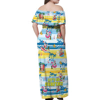 Surfing Christmas Family Matching Off Shoulder Maxi Dress and Hawaiian Shirt Tropical Santa Let's Go Surfing - Wonder Print Shop