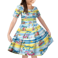 Surfing Christmas Family Matching Off Shoulder Short Dress and Hawaiian Shirt Tropical Santa Let's Go Surfing - Wonder Print Shop