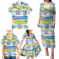Surfing Christmas Family Matching Puletasi Dress and Hawaiian Shirt Tropical Santa Let's Go Surfing - Wonder Print Shop