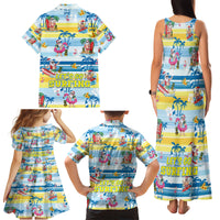Surfing Christmas Family Matching Tank Maxi Dress and Hawaiian Shirt Tropical Santa Let's Go Surfing - Wonder Print Shop