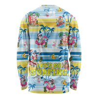 Surfing Christmas Long Sleeve Shirt Tropical Santa Let's Go Surfing - Wonder Print Shop