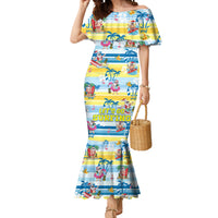 Surfing Christmas Mermaid Dress Tropical Santa Let's Go Surfing - Wonder Print Shop