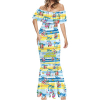 Surfing Christmas Mermaid Dress Tropical Santa Let's Go Surfing - Wonder Print Shop