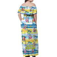 Surfing Christmas Off Shoulder Maxi Dress Tropical Santa Let's Go Surfing - Wonder Print Shop