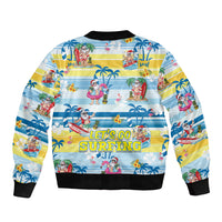 Surfing Christmas Sleeve Zip Bomber Jacket Tropical Santa Let's Go Surfing - Wonder Print Shop
