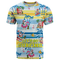 Surfing Christmas T Shirt Tropical Santa Let's Go Surfing - Wonder Print Shop