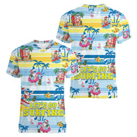 Surfing Christmas Women V Neck T Shirt Tropical Santa Let's Go Surfing - Wonder Print Shop