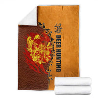 Skull Deer Hunting Blanket Vintage Leather Bow Hunter - Wonder Print Shop