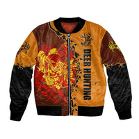 Skull Deer Hunting Bomber Jacket Vintage Leather Bow Hunter - Wonder Print Shop