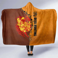 Skull Deer Hunting Hooded Blanket Vintage Leather Bow Hunter - Wonder Print Shop