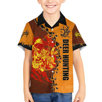 Skull Deer Hunting Kid Hawaiian Shirt Vintage Leather Bow Hunter - Wonder Print Shop