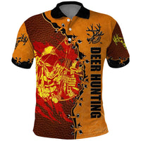 Skull Deer Hunting Polo Shirt Vintage Leather Bow Hunter - Wonder Print Shop