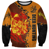 Skull Deer Hunting Sweatshirt Vintage Leather Bow Hunter - Wonder Print Shop