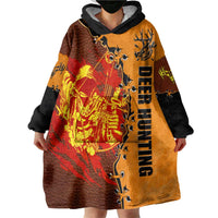 Skull Deer Hunting Wearable Blanket Hoodie Vintage Leather Bow Hunter - Wonder Print Shop