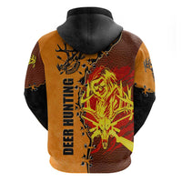 Skull Deer Hunting Zip Hoodie Vintage Leather Bow Hunter - Wonder Print Shop