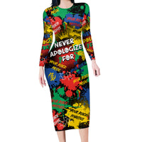 Never Apologize For Being Black Family Matching Long Sleeve Bodycon Dress and Hawaiian Shirt - Wonder Print Shop