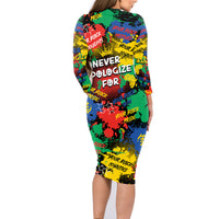 Never Apologize For Being Black Family Matching Long Sleeve Bodycon Dress and Hawaiian Shirt - Wonder Print Shop