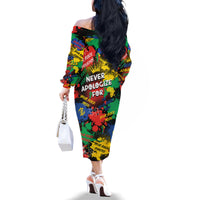 Never Apologize For Being Black Family Matching Off Shoulder Long Sleeve Dress and Hawaiian Shirt - Wonder Print Shop