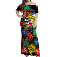 Never Apologize For Being Black Off Shoulder Maxi Dress - Wonder Print Shop