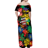 Never Apologize For Being Black Off Shoulder Maxi Dress - Wonder Print Shop