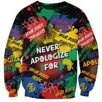 Never Apologize For Being Black Sweatshirt - Wonder Print Shop