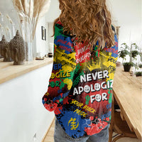 Never Apologize For Being Black Women Casual Shirt - Wonder Print Shop