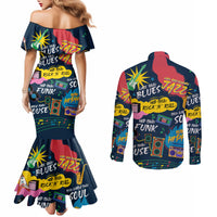 Music That Makes Us Proud African Couples Matching Mermaid Dress and Long Sleeve Button Shirt Black People