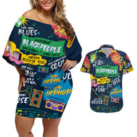 Music That Makes Us Proud African Couples Matching Off Shoulder Short Dress and Hawaiian Shirt Black People - Wonder Print Shop