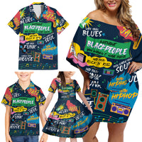 Music That Makes Us Proud African Family Matching Off Shoulder Short Dress and Hawaiian Shirt Black People - Wonder Print Shop