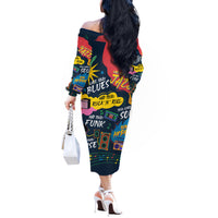 Music That Makes Us Proud African Off The Shoulder Long Sleeve Dress Black People - Wonder Print Shop