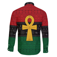 Pan African Ankh Family Matching Off Shoulder Short Dress and Hawaiian Shirt Egyptian Cross - Wonder Print Shop