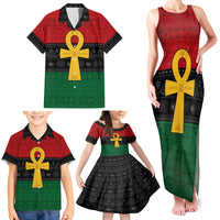 Pan African Ankh Family Matching Tank Maxi Dress and Hawaiian Shirt Egyptian Cross - Wonder Print Shop