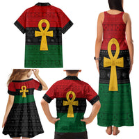 Pan African Ankh Family Matching Tank Maxi Dress and Hawaiian Shirt Egyptian Cross - Wonder Print Shop