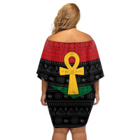Pan African Ankh Off Shoulder Short Dress Egyptian Cross - Wonder Print Shop