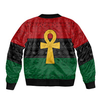 Pan African Ankh Sleeve Zip Bomber Jacket Egyptian Cross - Wonder Print Shop