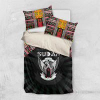 Sudan Roots Bedding Set African Map in Fingerprint and Tribal Colors