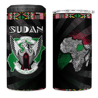 Sudan Roots 4 in 1 Can Cooler Tumbler African Map in Fingerprint and Tribal Colors