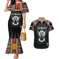 Personalized Sudan Roots Couples Matching Mermaid Dress and Hawaiian Shirt African Map in Fingerprint and Tribal Colors