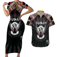 Personalized Sudan Roots Couples Matching Short Sleeve Bodycon Dress and Hawaiian Shirt African Map in Fingerprint and Tribal Colors