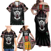 Personalized Sudan Roots Family Matching Off Shoulder Maxi Dress and Hawaiian Shirt African Map in Fingerprint and Tribal Colors