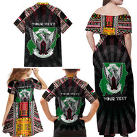 Personalized Sudan Roots Family Matching Off Shoulder Maxi Dress and Hawaiian Shirt African Map in Fingerprint and Tribal Colors