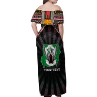 Personalized Sudan Roots Family Matching Off Shoulder Maxi Dress and Hawaiian Shirt African Map in Fingerprint and Tribal Colors