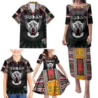 Personalized Sudan Roots Family Matching Puletasi and Hawaiian Shirt African Map in Fingerprint and Tribal Colors