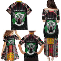 Personalized Sudan Roots Family Matching Puletasi and Hawaiian Shirt African Map in Fingerprint and Tribal Colors