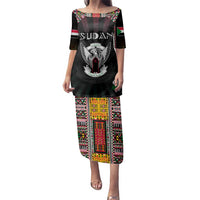 Personalized Sudan Roots Family Matching Puletasi and Hawaiian Shirt African Map in Fingerprint and Tribal Colors