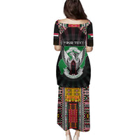 Personalized Sudan Roots Family Matching Puletasi and Hawaiian Shirt African Map in Fingerprint and Tribal Colors