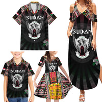 Personalized Sudan Roots Family Matching Summer Maxi Dress and Hawaiian Shirt African Map in Fingerprint and Tribal Colors
