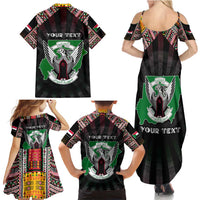 Personalized Sudan Roots Family Matching Summer Maxi Dress and Hawaiian Shirt African Map in Fingerprint and Tribal Colors