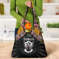 Sudan Roots Grocery Bag African Map in Fingerprint and Tribal Colors