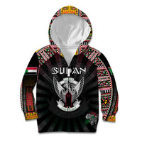 Personalized Sudan Roots Kid Hoodie African Map in Fingerprint and Tribal Colors
